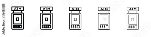 ATM machine icon web Vector collection in black strokes