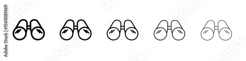 Binoculars icon web Vector collection in black strokes