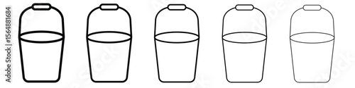 Bucket icon web Vector collection in black strokes