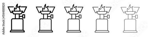 Camping gas icon web Vector collection in black strokes