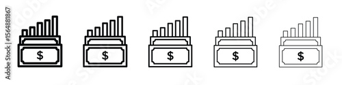 capital gain icon web Vector collection in black strokes