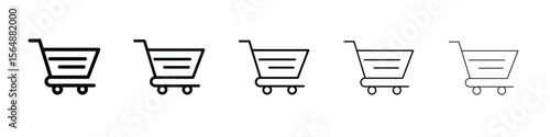 Cart icon web Vector collection in black strokes