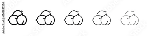 Chickpeas hummus icon web Vector collection in black strokes