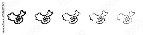 China map icon web Vector collection in black strokes