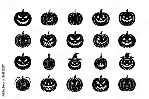 20 Pumpkin and Jack-o'-lantern Vector Icon set