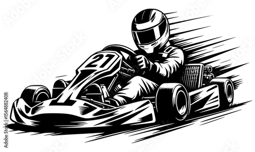 High-speed go-kart racer with wind motion effects