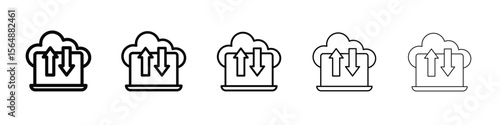 Cloud computing icon web Vector collection in black strokes