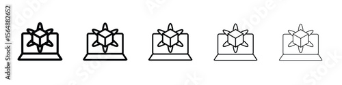 Computer simulation icon web Vector collection in black strokes