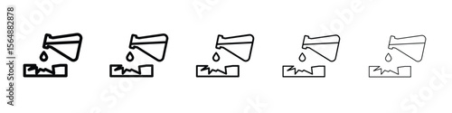 Corrosive substance icon web Vector collection in black strokes