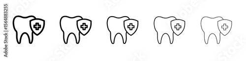 Dental insurance icon web Vector collection in black strokes