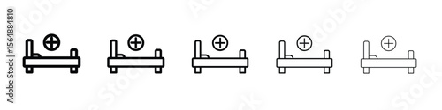 Hospital bed icon web Vector collection in black strokes