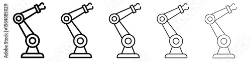 Industrial robot icon web Vector collection in black strokes