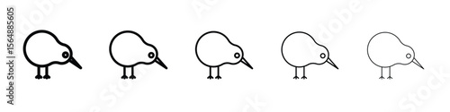Kiwi bird icon web Vector collection in black strokes