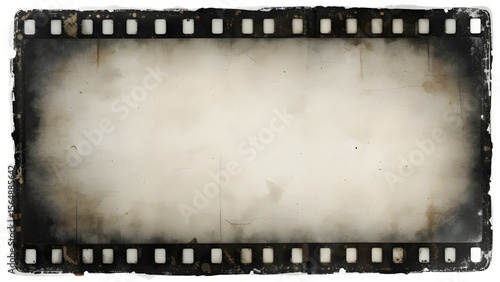 Cinematic Grunge Film Frame Edge – Isolated Transparent PNG.