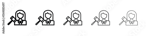 Lawyer icon web Vector collection in black strokes