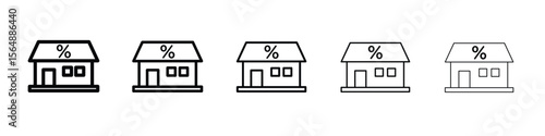 Mortgage rate icon web Vector collection in black strokes