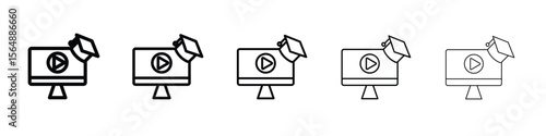 Online course icon web Vector collection in black strokes