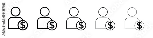 Personal loan icon web Vector collection in black strokes