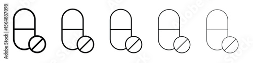 Pills icon web Vector collection in black strokes
