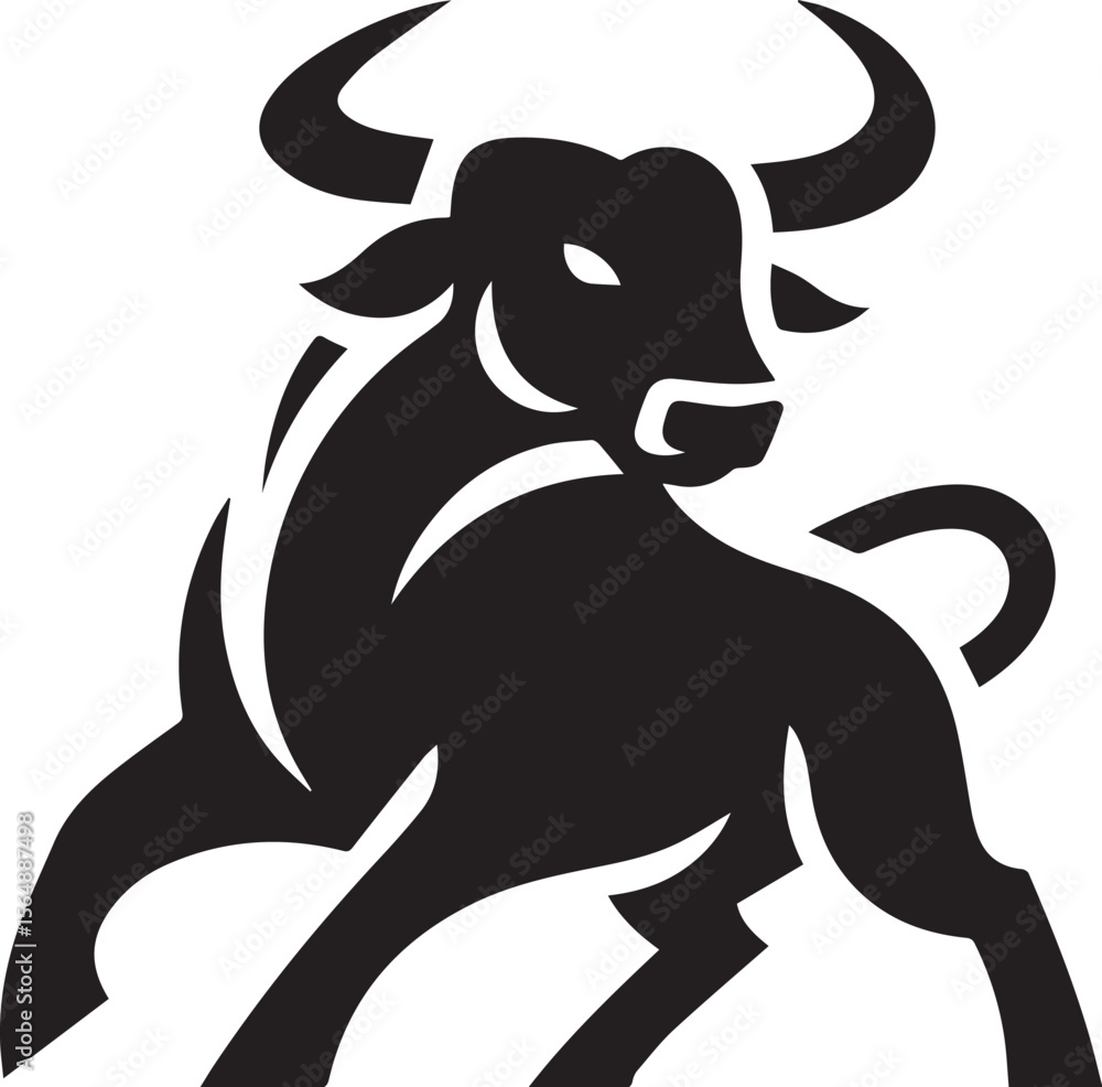 Obraz premium bull silhouette logo vector