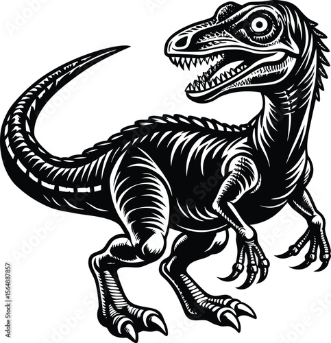 Vector Illustration of a Velociraptor Dinosaur