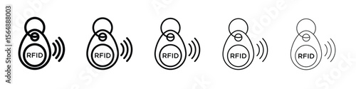 RFID key tag icon web Vector collection in black strokes