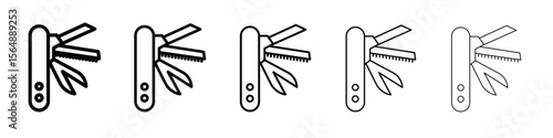 Swiss Knife icon web Vector collection in black strokes