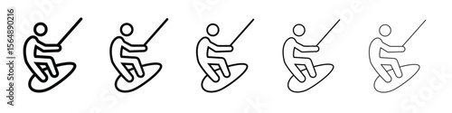 Wakeboarding icon web Vector collection in black strokes