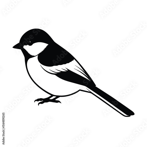 capped chickadee silhouette vector