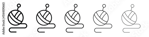 Wool ball icon web Vector collection in black strokes