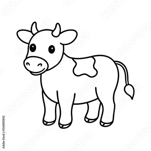 cartoon baby cow line drawing outline vector