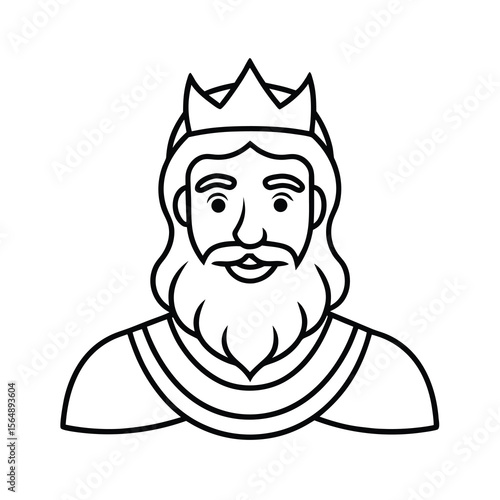 elegant bearded king outline drawing vector