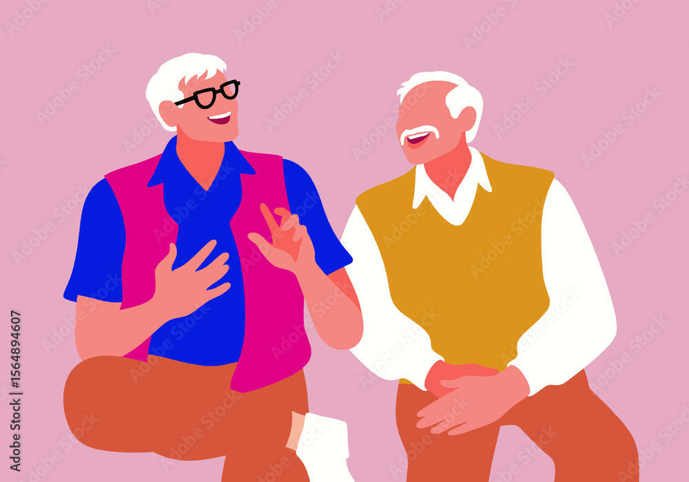 Two senior friends enjoy a lively conversation, sharing laughter and companionship in a moment of joyful connection and camaraderie. Two senior friends enjoy a lively conversation, sharing laughter and companionship in a moment of joyful connection and camaraderie.