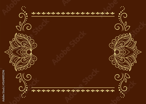 Frame in eastern tradition. Stylized with henna tattoos decorative pattern for decorating covers for book, notebook, casket, magazine, postcard and folder. Flower border in mehndi style.