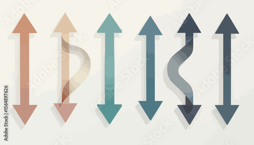 A series of upward and downward arrows, some straight, others curving, showcasing direction and flexibility.