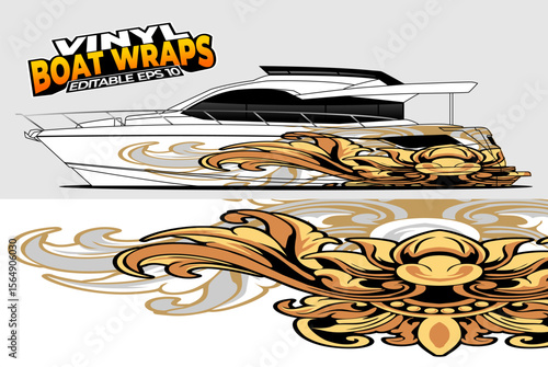 Graphic boat vinyl wrap sticker design