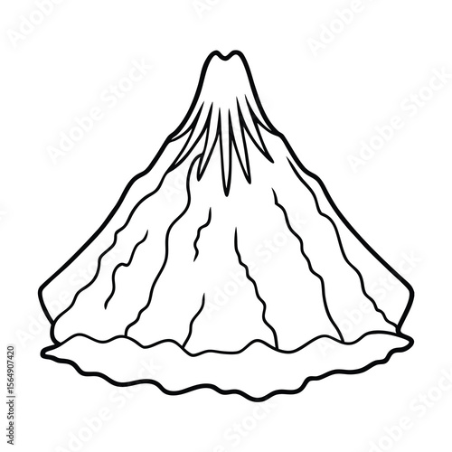 volcano crater with lava line drawing