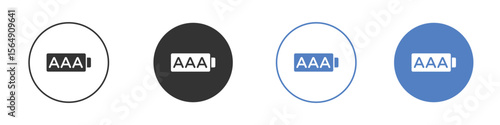 AAA battery icon Thin line design. Vector Graphic. EPS 10