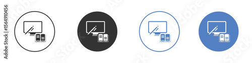 Blended learning icon Thin line design. Vector Graphic. EPS 10