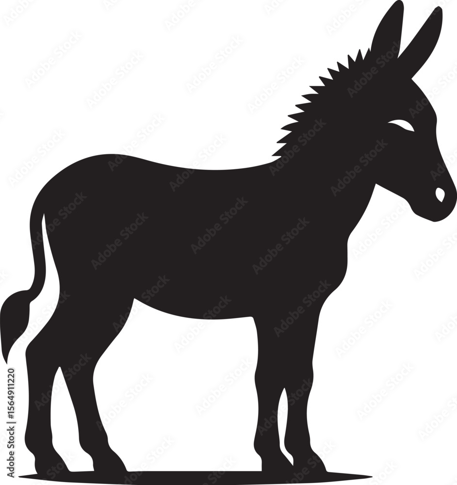 donkey silhouette in black and white color donkey silhouette in black and white color