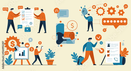 Illustrative depiction of business concepts and operations for company success