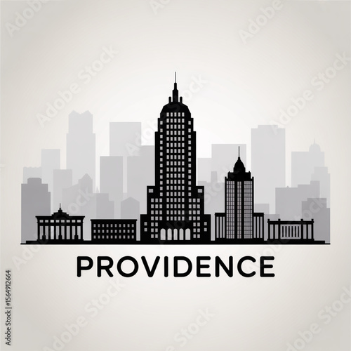 Providence Skyline Silhouette — Historic New England City Vector Illustration