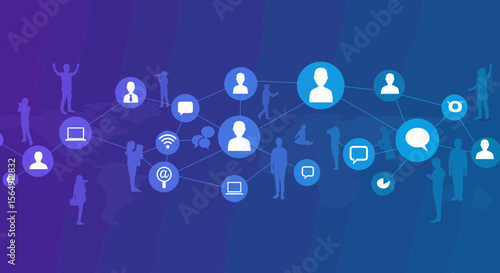 Abstract illustration showcasing social media connectivity and interpersonal relationships