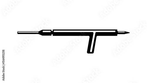 Electrode Applicator, Black Isolated Silhouette