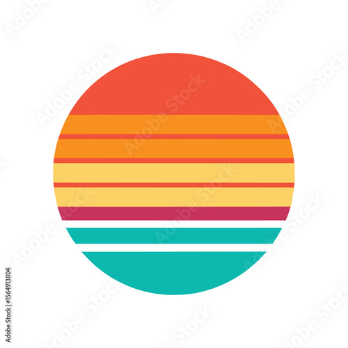 Flat Retro Sunset with Soft Gradient Stripes in Art