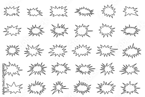 Creative explosion shapes in a playful arrangement perfect for graphic design projects