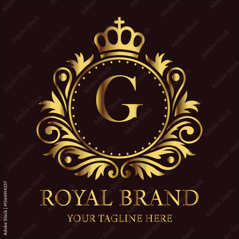 Fototapeta premium Golden vintage 10th-anniversary celebration emblem with a clock and abstract background design LOGO G