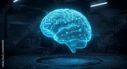 Glowing Brain on Platform