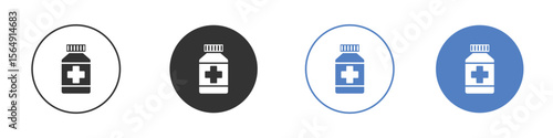 Medicine bottle icon Thin line design. Vector Graphic. EPS 10