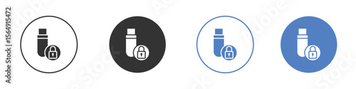 Pendrive security icon Thin line design. Vector Graphic. EPS 10
